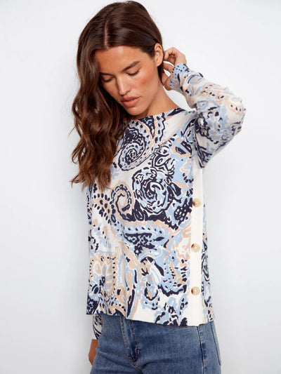 Charlie B Button Detail Sweater C2668PR