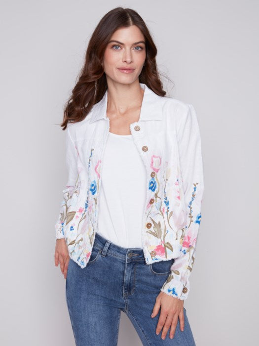 Cropped Linen Flower Jacket