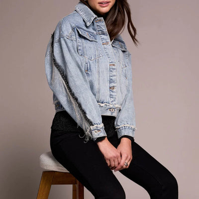 Tribal Chain fringe Jean Jacket 6021O-5080