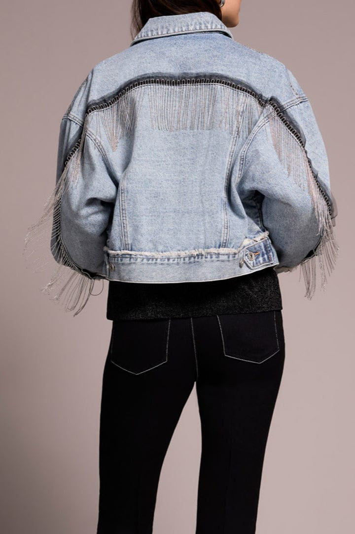 Tribal Chain fringe Jean Jacket 6021O-5080