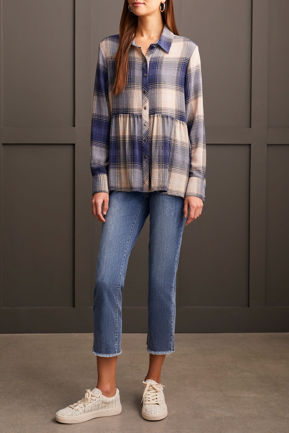 Tribal Peplum Inspired Plaid Shirt