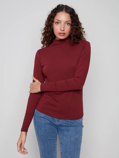 Charlie B Basic Mock Neck Top C1413PK