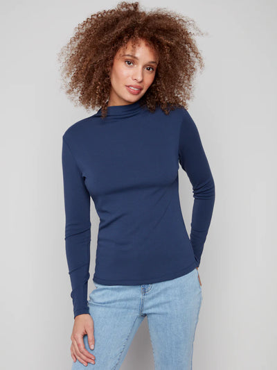 Charlie B Basic Mock Neck Top C1413PK