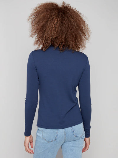 Charlie B Basic Mock Neck Top C1413PK