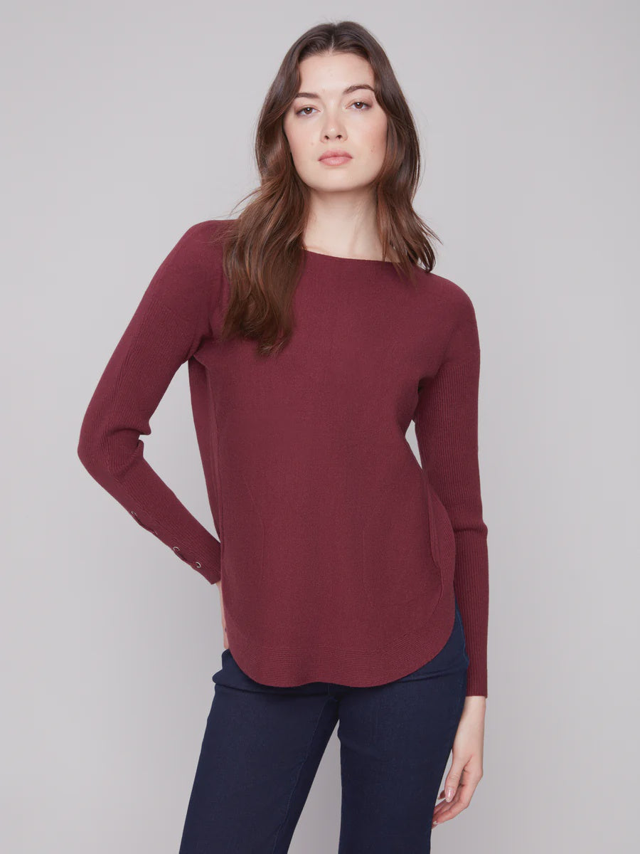 Charlie B Lattice Sleeve Top C2380Y-464A