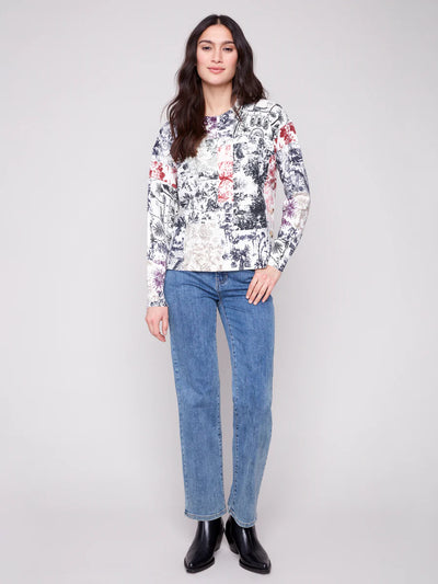 Charlie B Button Detail Sweater C2668PR