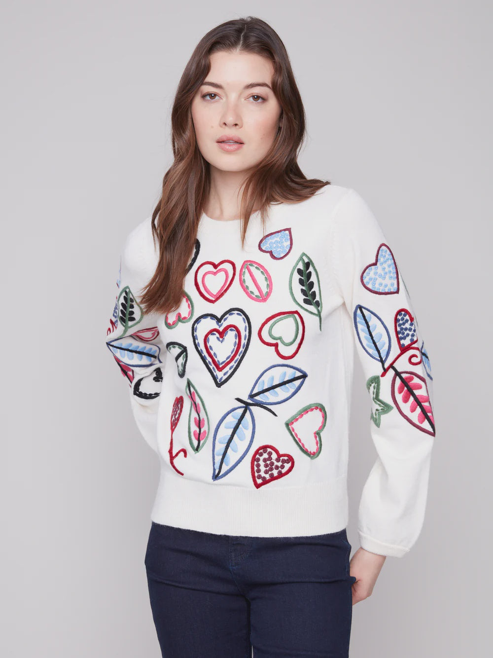 Charlie B Embroidered Sweater C2894