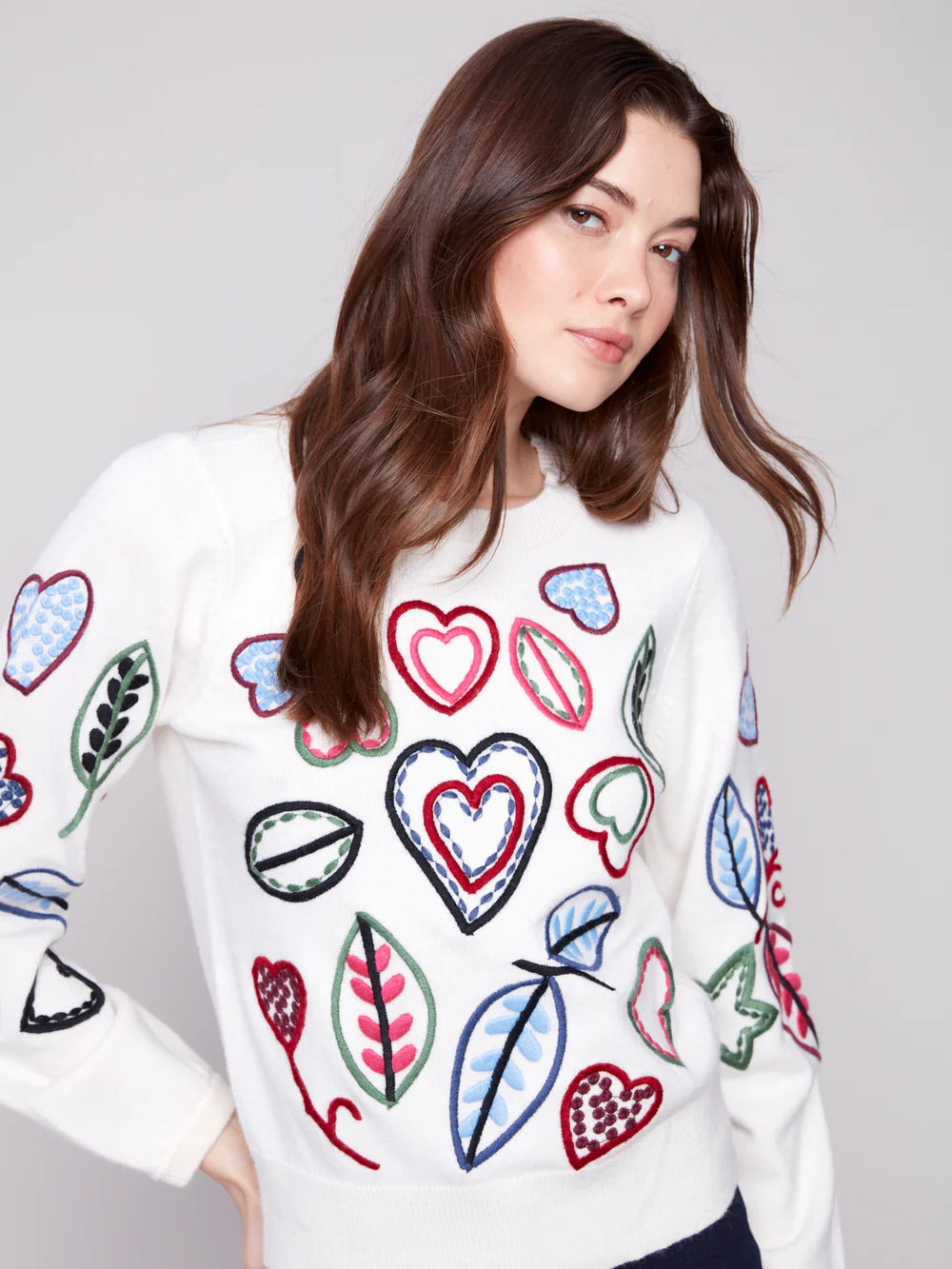 Charlie B Embroidered Sweater C2894
