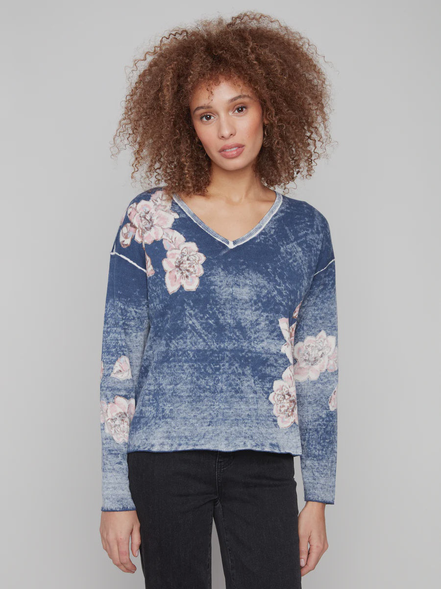 Charlie B Reversible Floral Sweater C2907