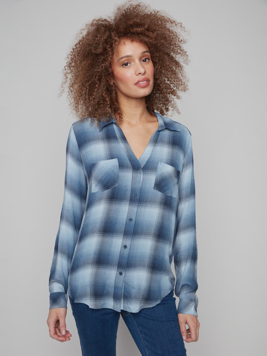 Charlie B Plaid Blouse C4490RR-370C