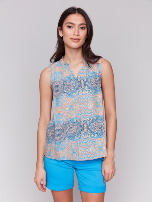 Charlie B printed sleeveless blouse C4529RP/510B