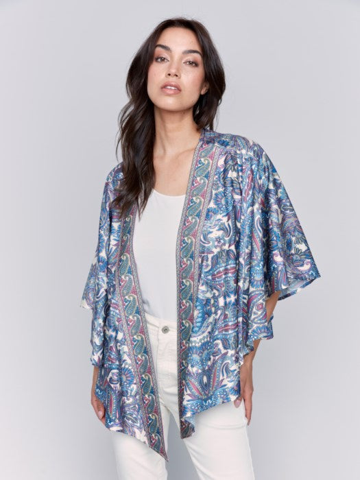 Charlie B printed 3/4 sleeve kimono C4567P/767B