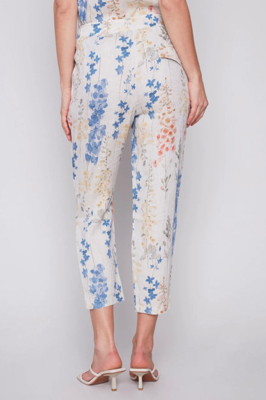 Linen Flower Print Pants