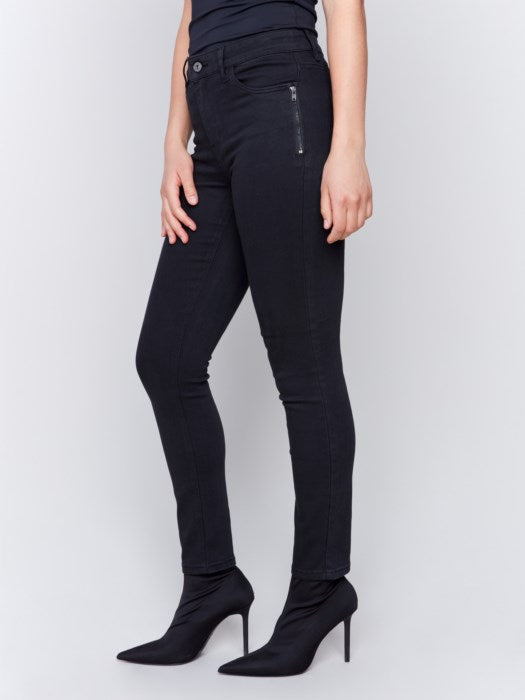 Charlie B. Skinny Twill Pants (Black)