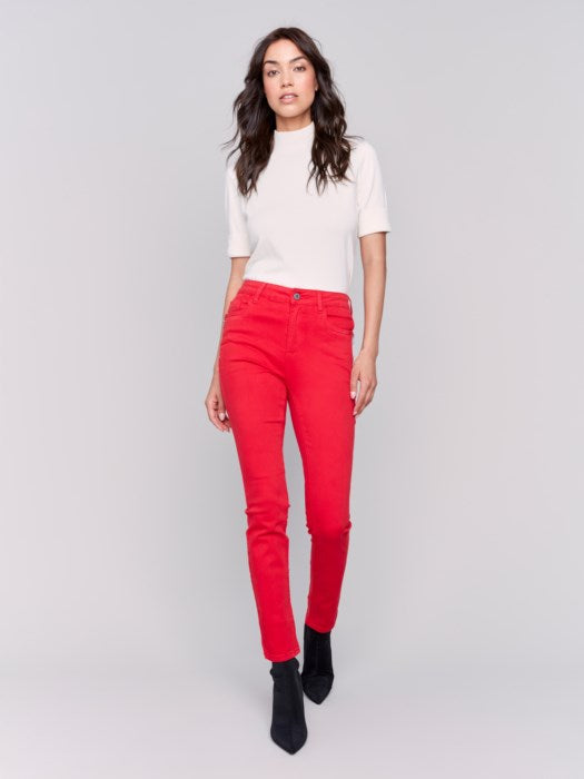 Charlie B. Skinny Twill Pants (Red)