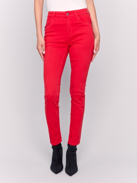 Charlie B. Skinny Twill Pants (Red)