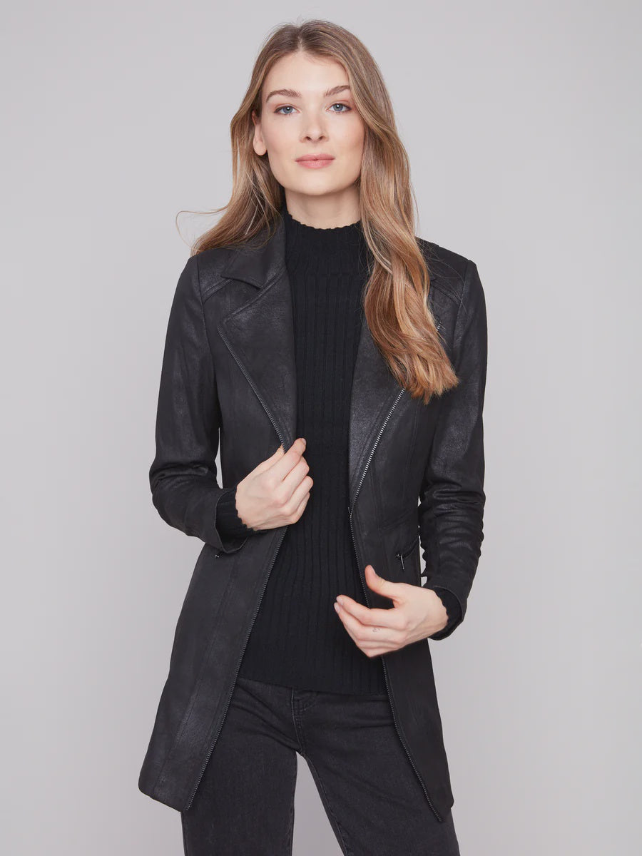 Charlie B Long Faux Suede Jacket C6270RR