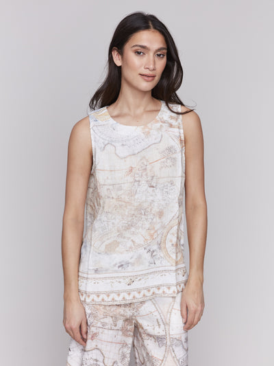 Charlie B linen vibes tank C4623/787A