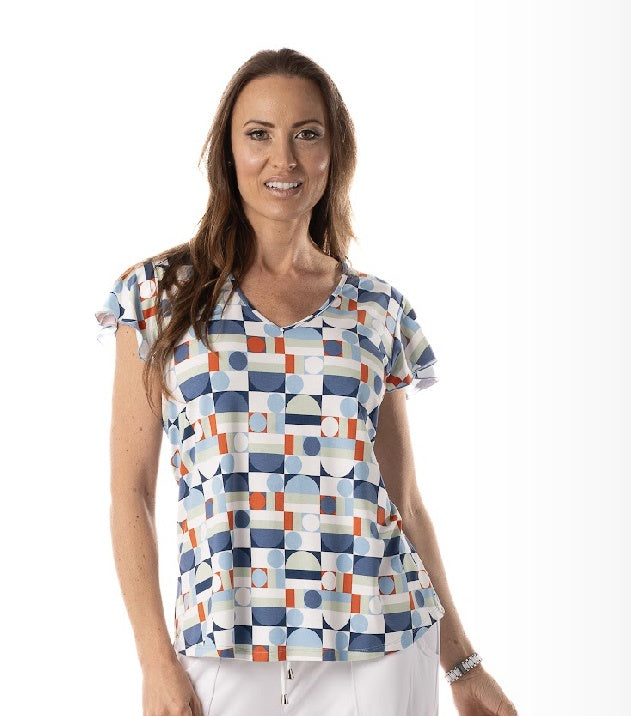 Pure essence flutter sleeve top 591-4948