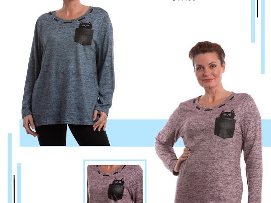 Nulook peek-a boo kitty top 3245