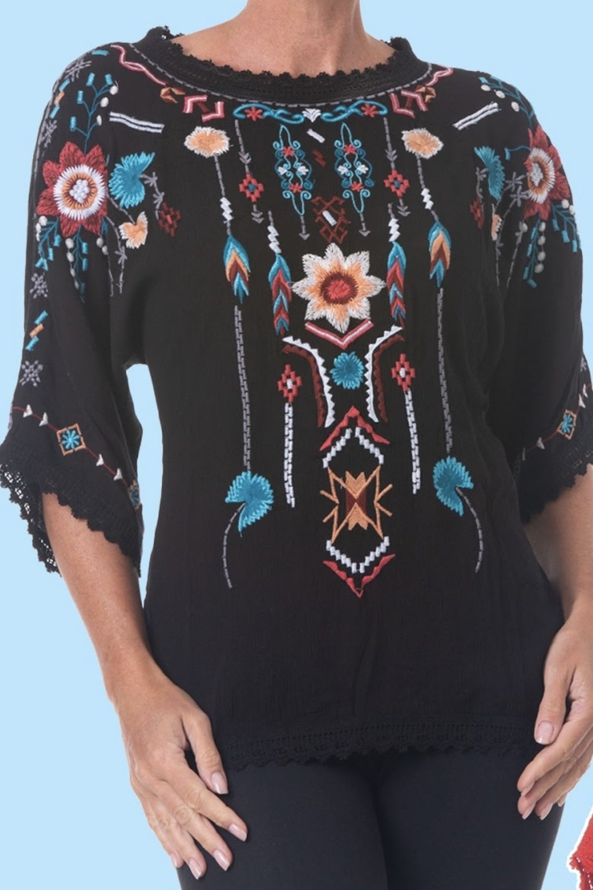 Nu-look embroidered top TRM-8200