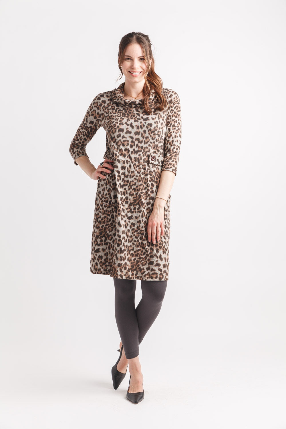 Papillon leopard print sweater dress SD-19408