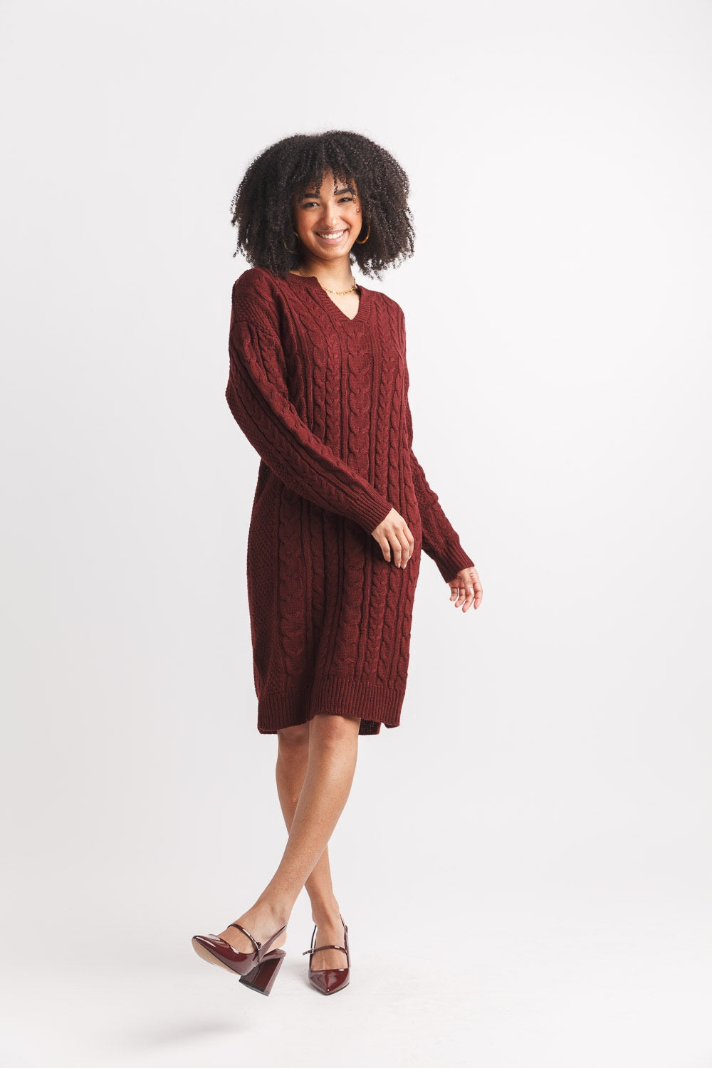 Papillon cable knit sweater dress SD-19419
