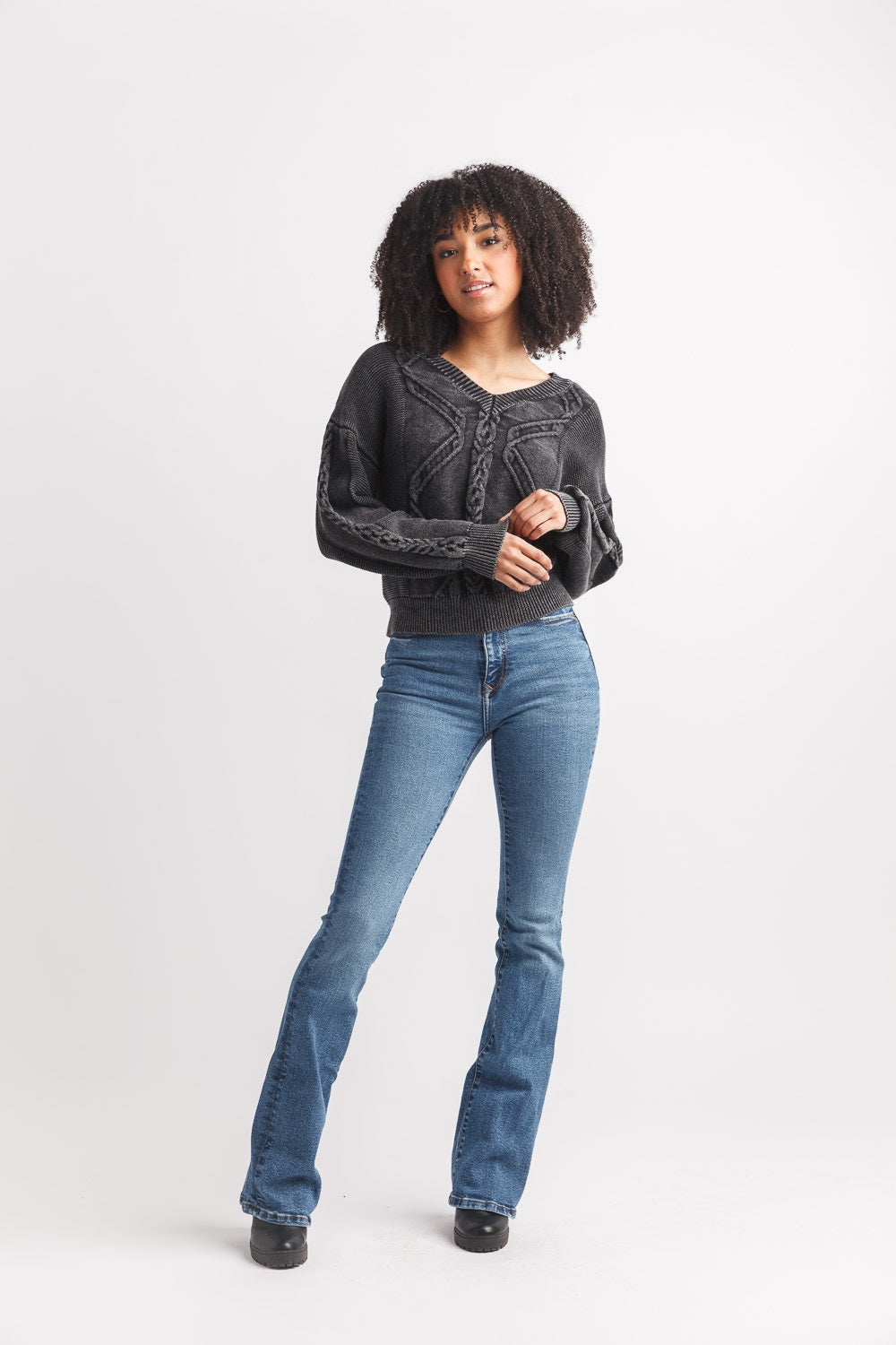 Papillon cropped cable sweater ST-19230