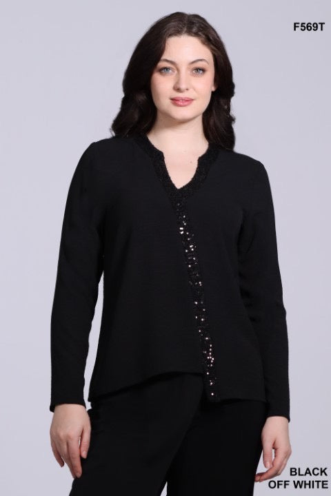 DeVia a symmetrical shimmer blouse F569T