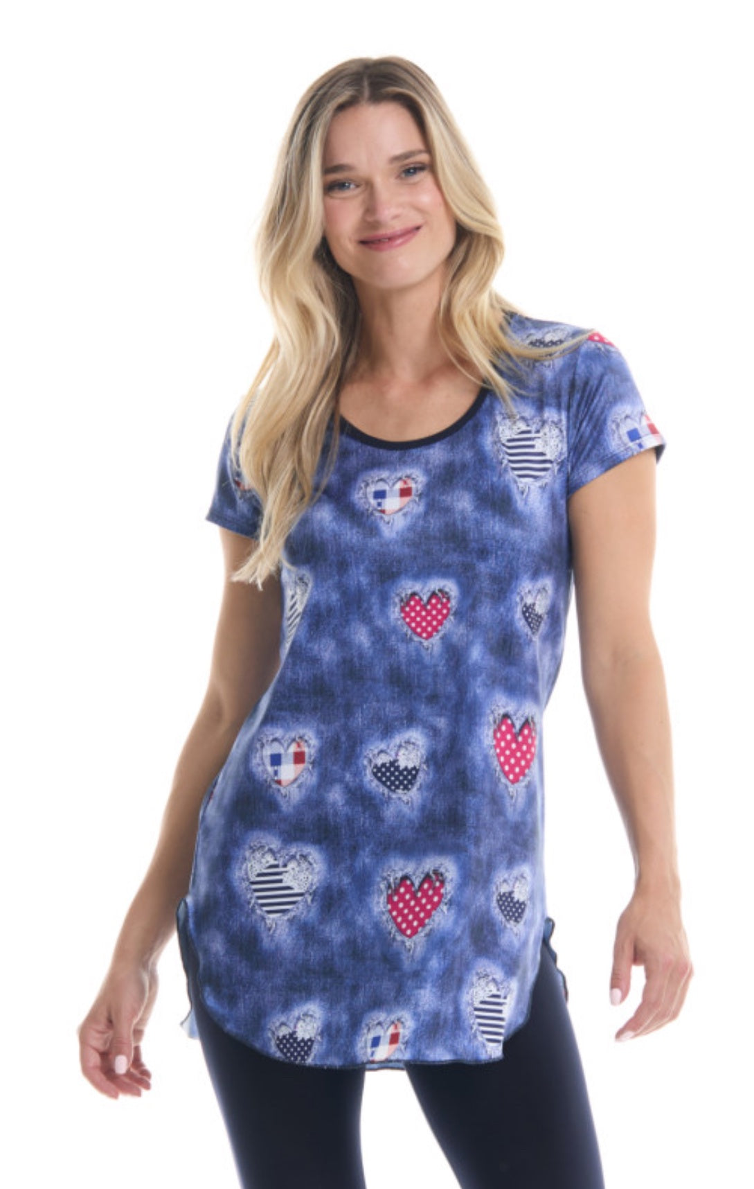 Gitane Denim Top w/ Hearts T555