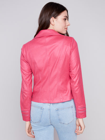Pink Faux Leather Jacket