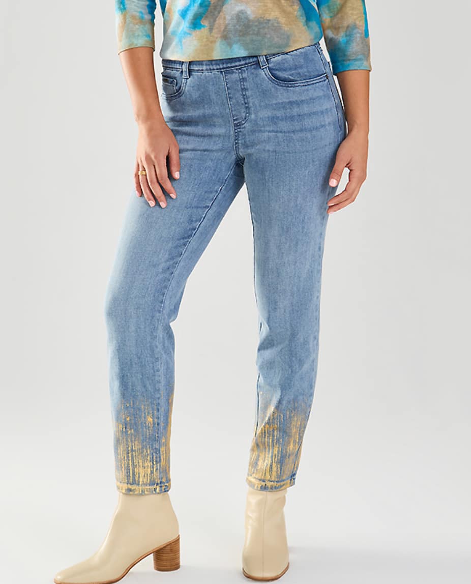 FDJ Gold Accented Pull On Jeans