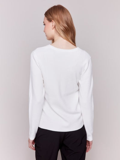 Charlie B. White Ribbed Knit Sweater