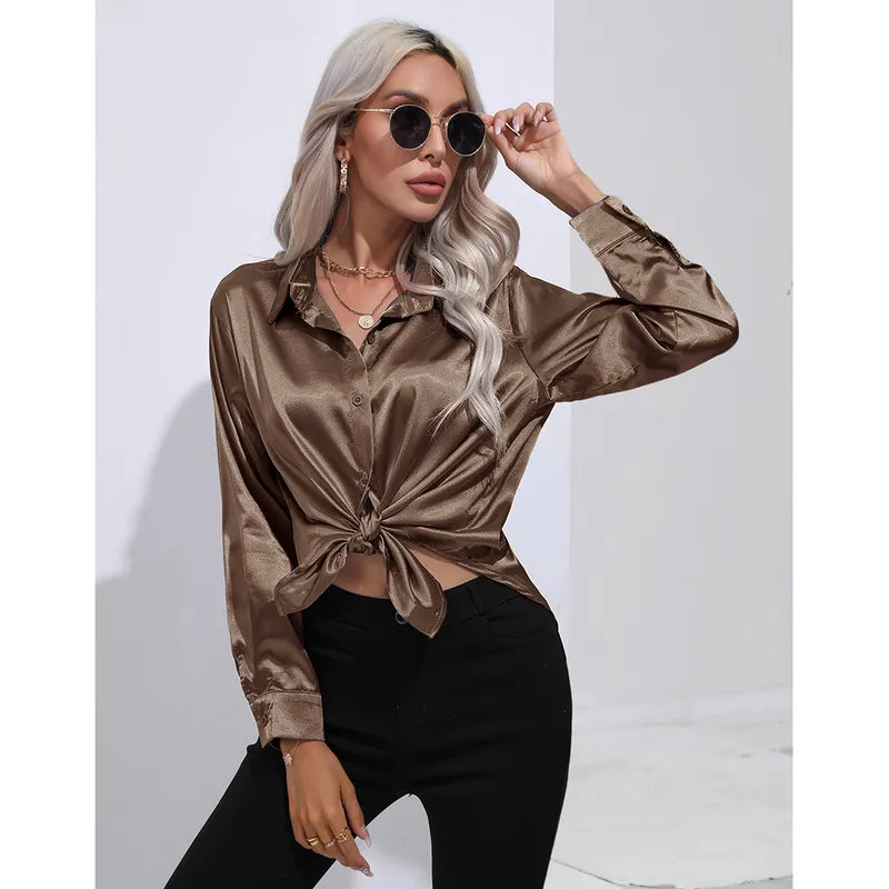 Metallic Button Up (Brown)