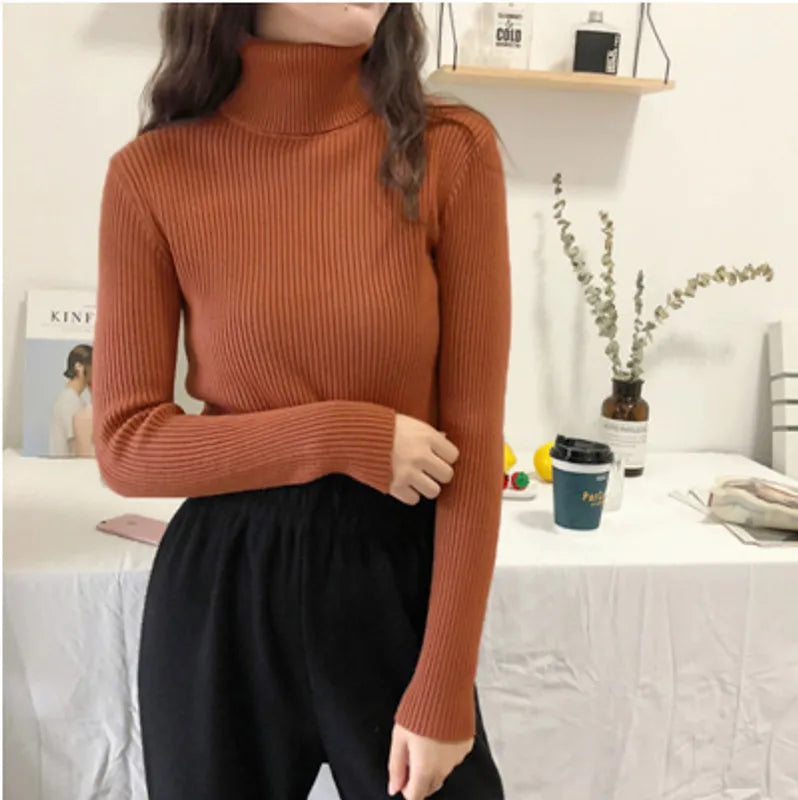 Ribbed Turtleneck (Burnt Orange)