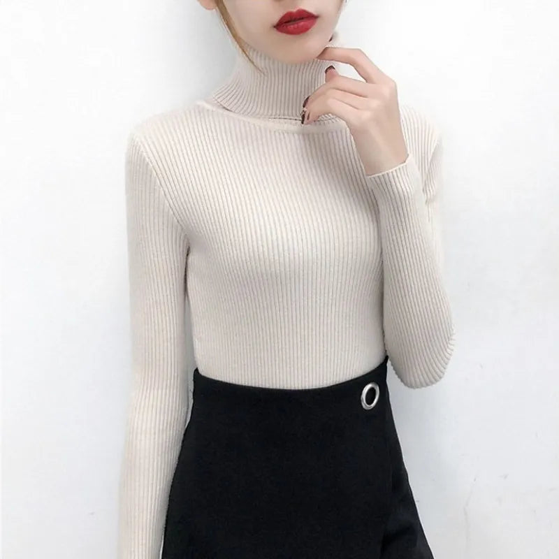 Ribbed Turtleneck (Cream)