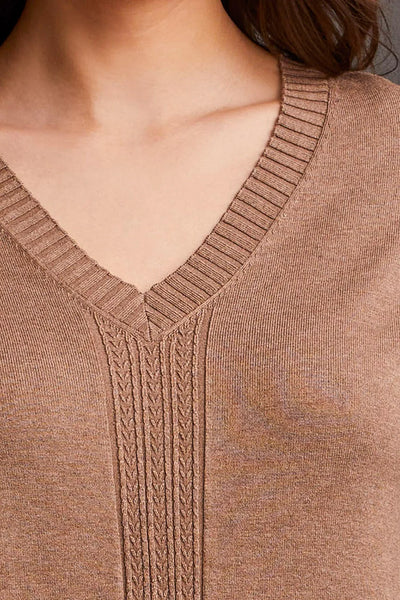 Tribal Cable Knit Detail Sweater (Beige)