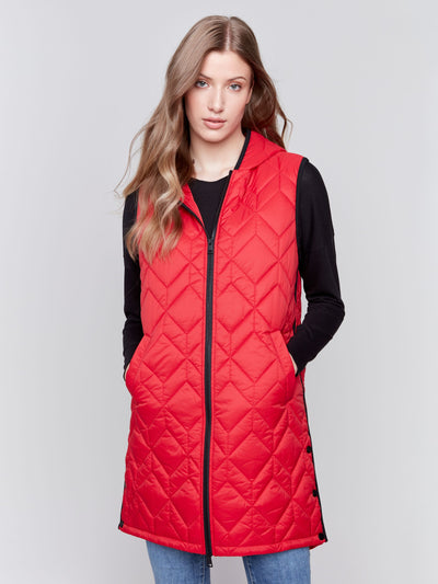 Charlie B. Long Quilted Red Vest