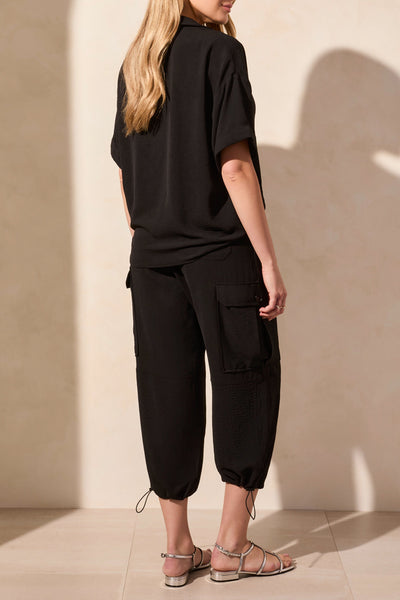 Tribal Lapel Collar V-Neck  Short Sleeve Top 5739O – 4835